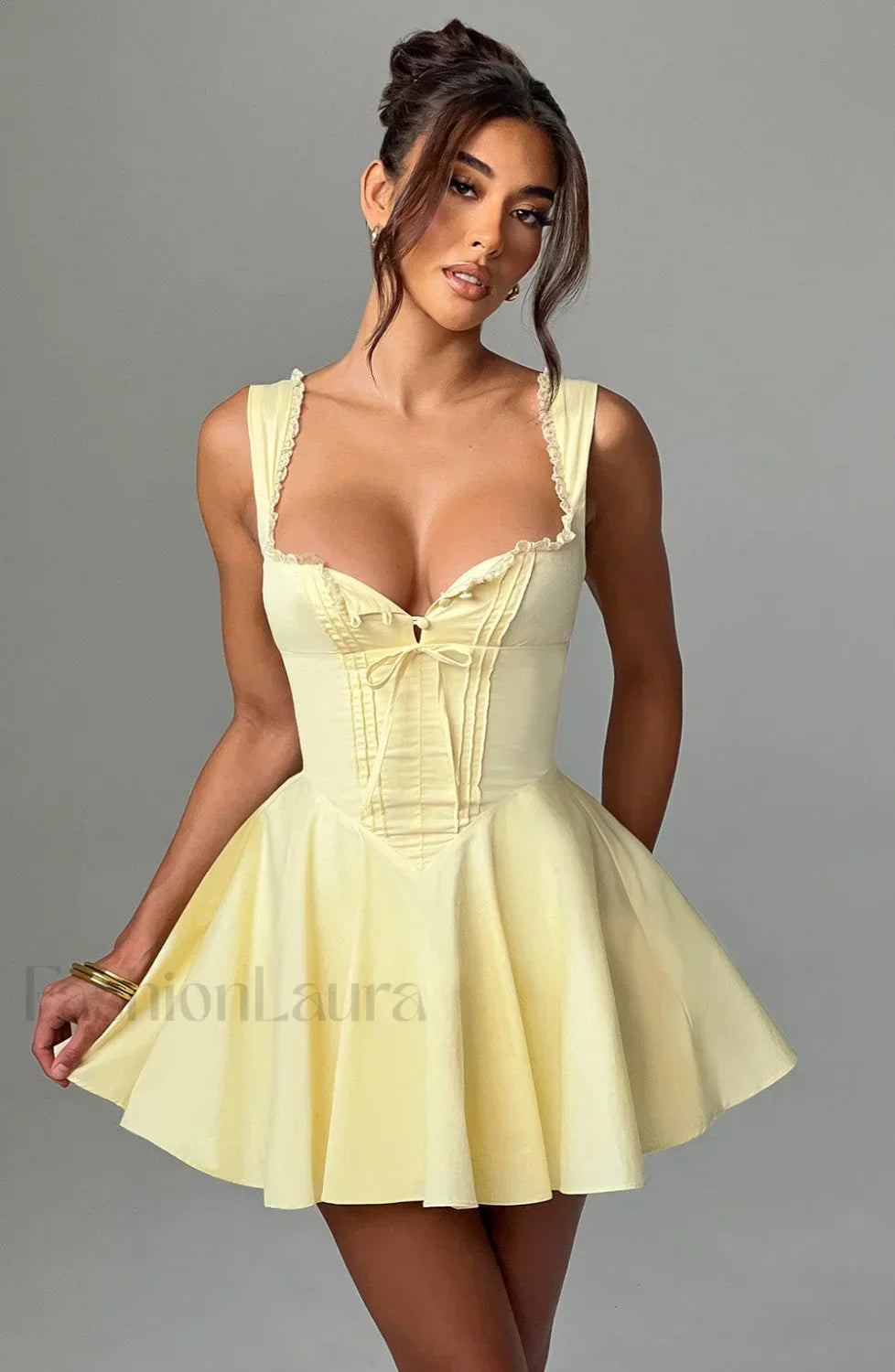 Antonella Mini Graceful Dress Lemon Dress