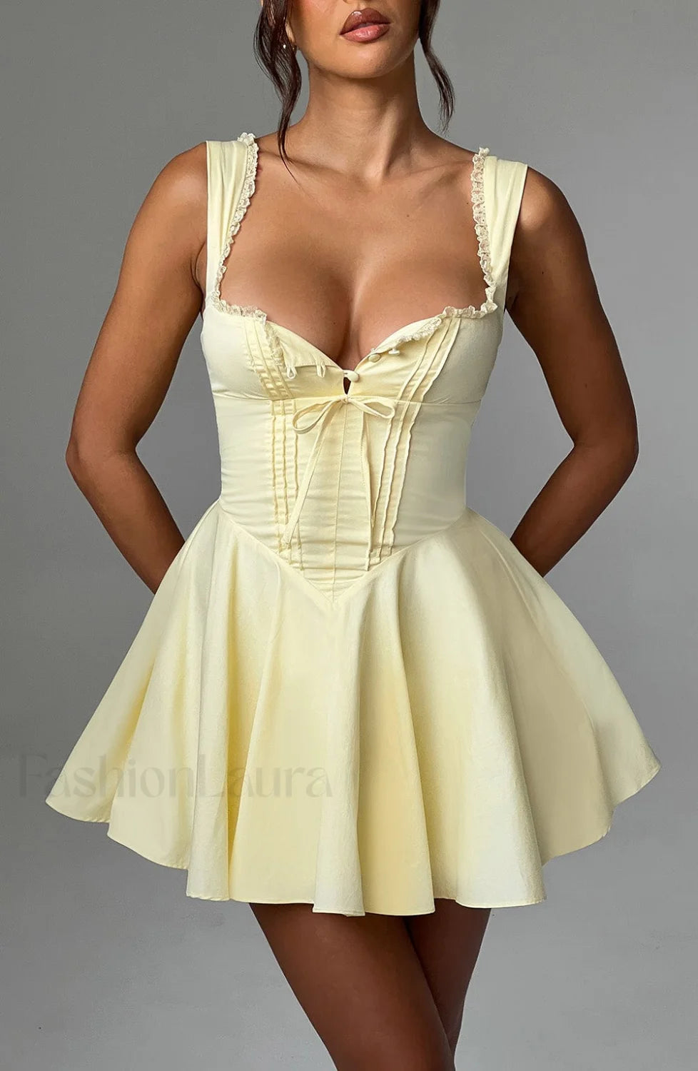 Antonella Mini Graceful Dress Lemon Dress