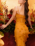 Applique Slim Slash Maxi Dress
