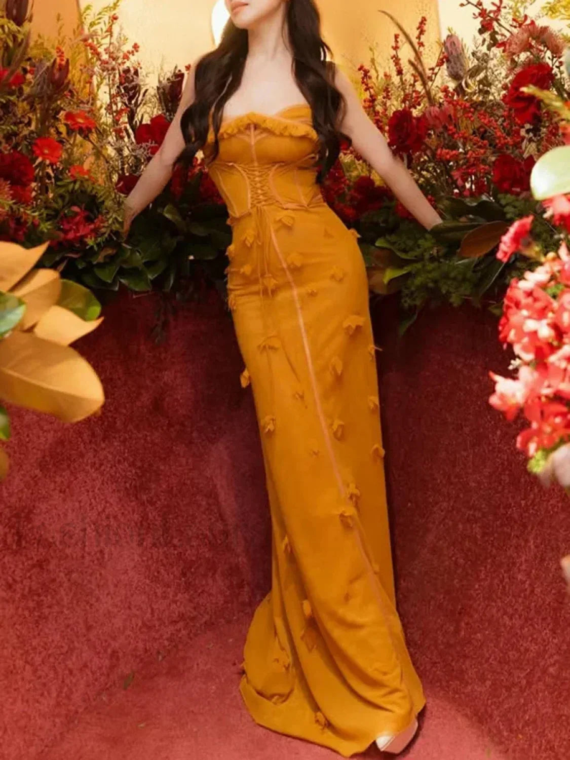 Applique Slim Slash Maxi Dress Secondary image