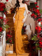 Applique Slim Slash Maxi Dress