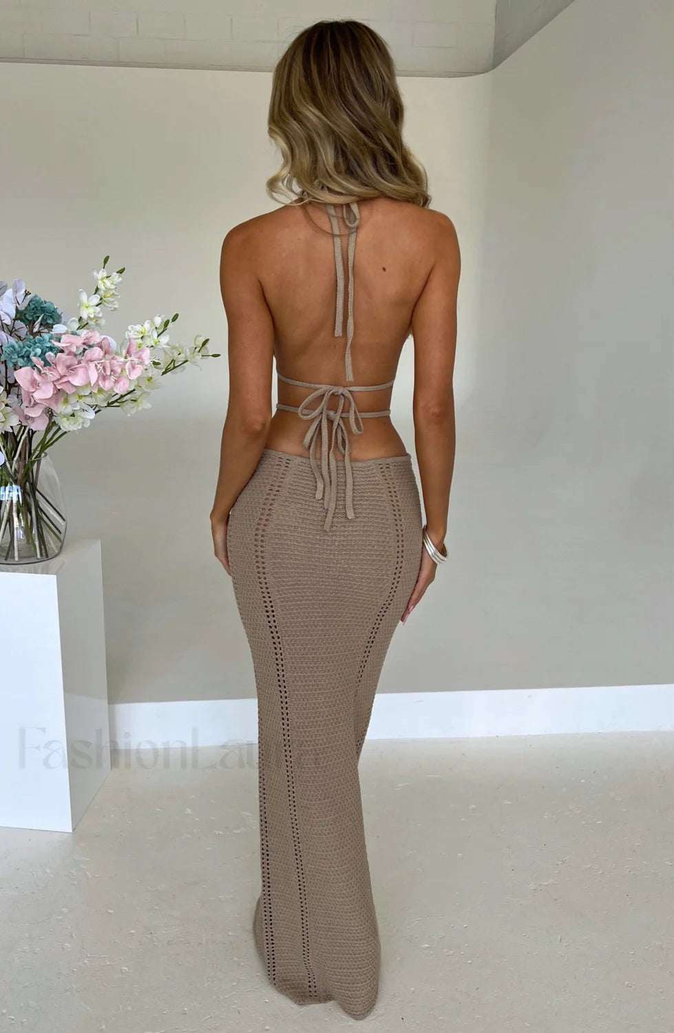 Arabella Maxi Graceful Dress - Beige Secondary image