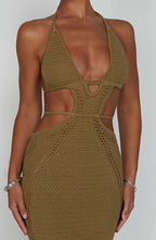 Arabella Maxi Graceful Dress Khaki Dress