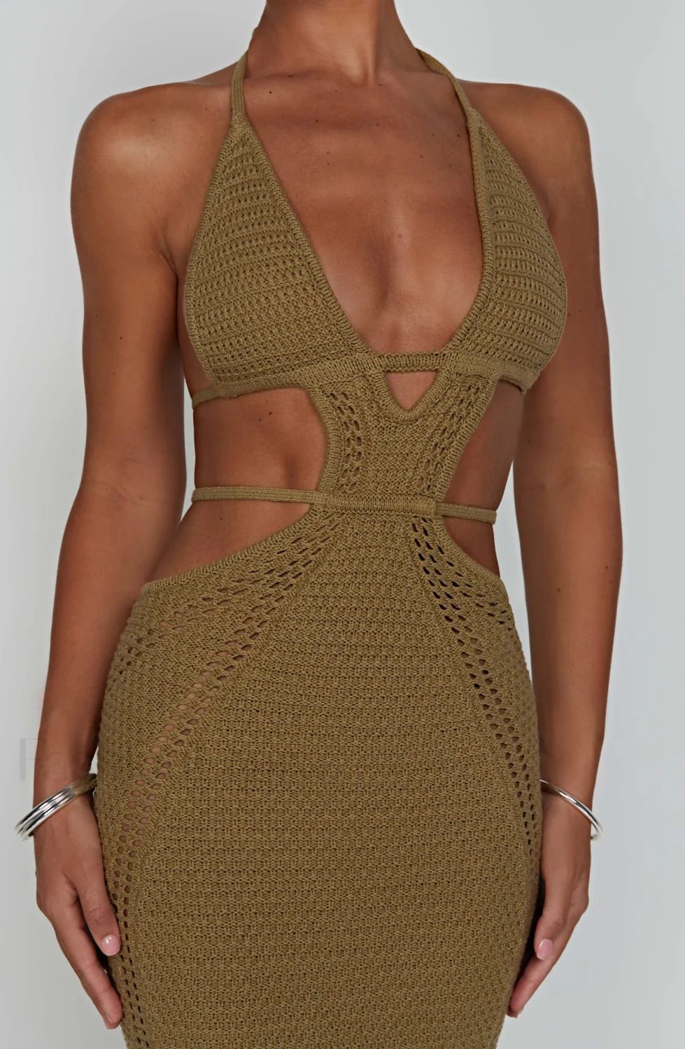 Arabella Maxi Graceful Dress Khaki Dress