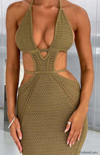Arabella Maxi Graceful Dress Khaki Dress