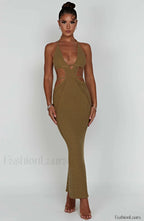 Arabella Maxi Graceful Dress Khaki Dress