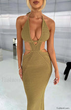 Arabella Maxi Graceful Dress Khaki Dress