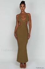 Arabella Maxi Graceful Dress Khaki Dress