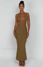 Arabella Maxi Graceful Dress Khaki Dress