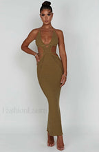 Arabella Maxi Graceful Dress Khaki Dress