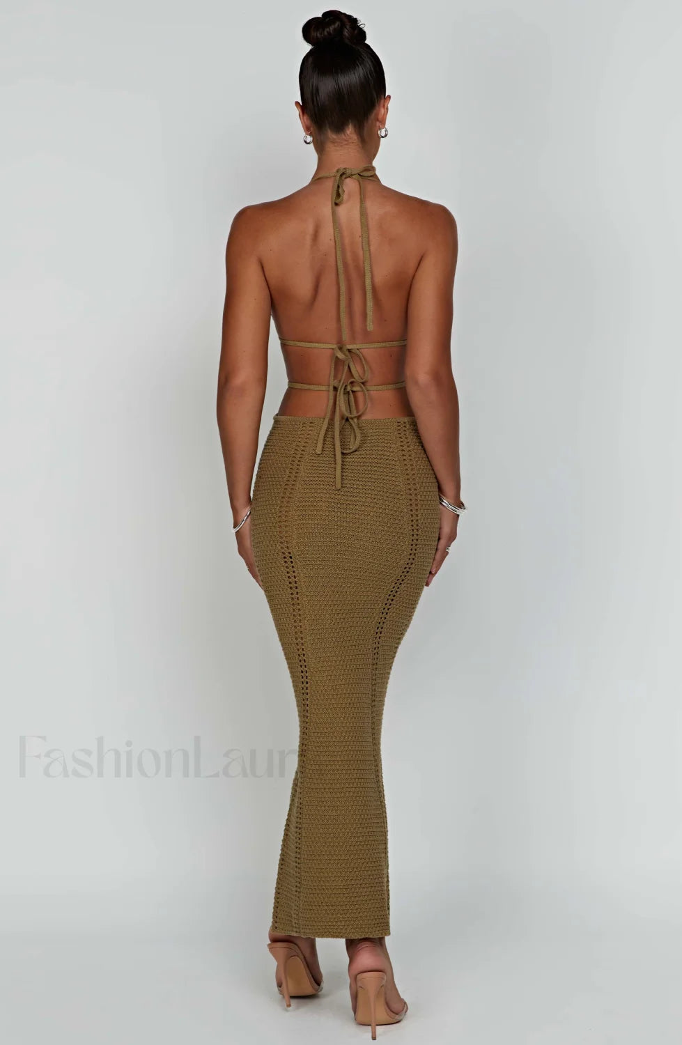 Arabella Maxi Graceful Dress Khaki Dress