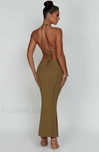 Arabella Maxi Graceful Dress Khaki Dress