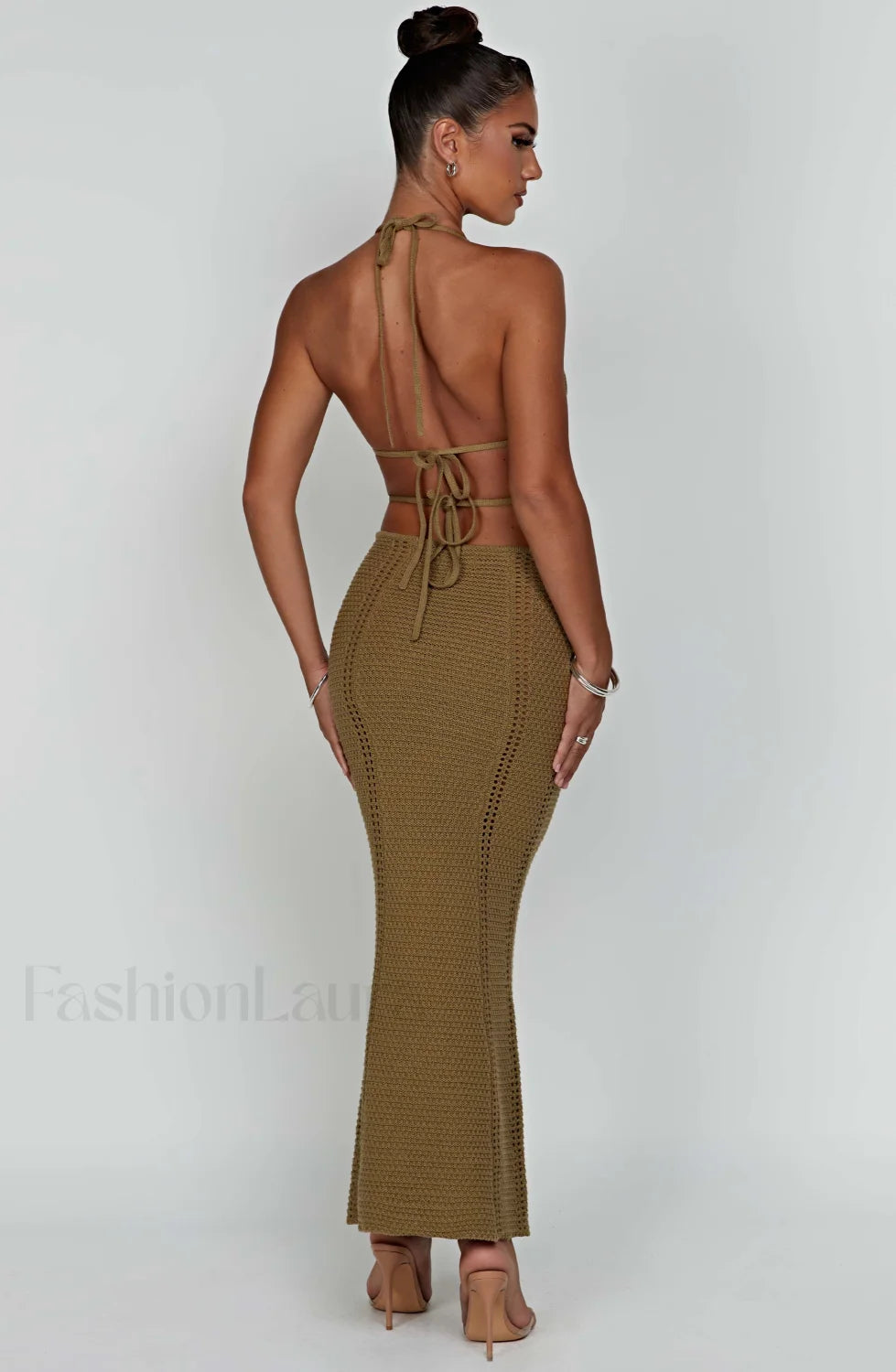 Arabella Maxi Graceful Dress Khaki Dress
