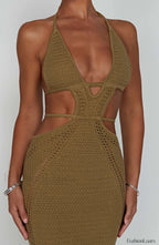 Arabella Maxi Graceful Dress Khaki Dress
