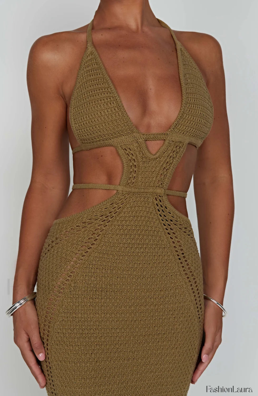 Arabella Maxi Graceful Dress Khaki Dress