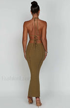 Arabella Maxi Graceful Dress Khaki Dress