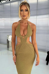 Arabella Maxi Graceful Dress Khaki Dress