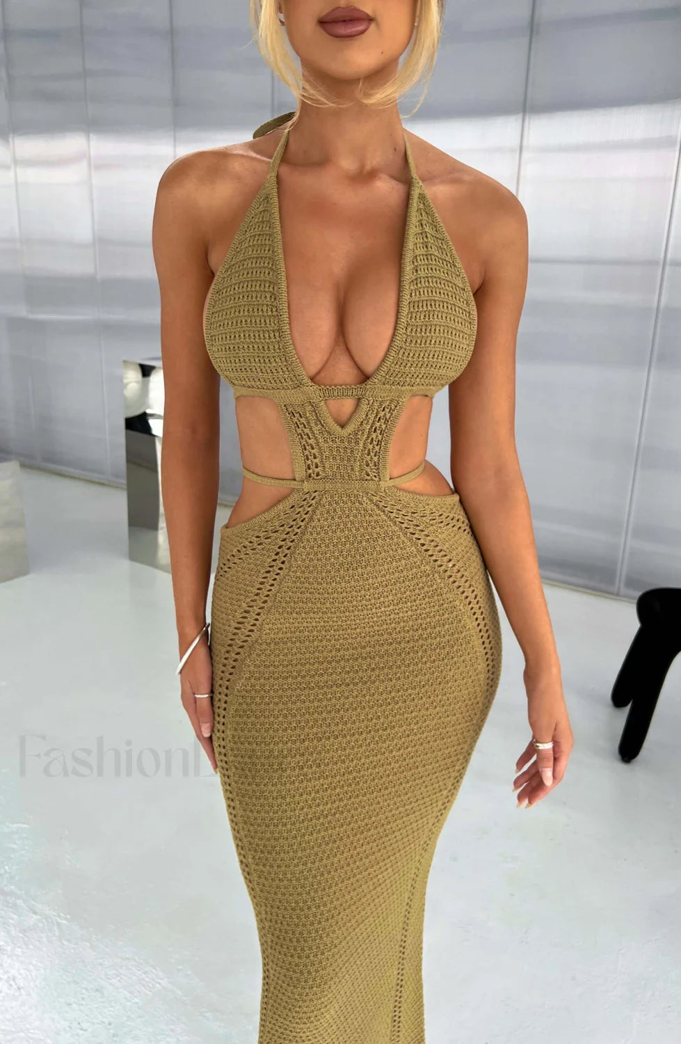 Arabella Maxi Graceful Dress Khaki Dress