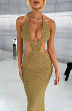 Arabella Maxi Graceful Dress Khaki Dress