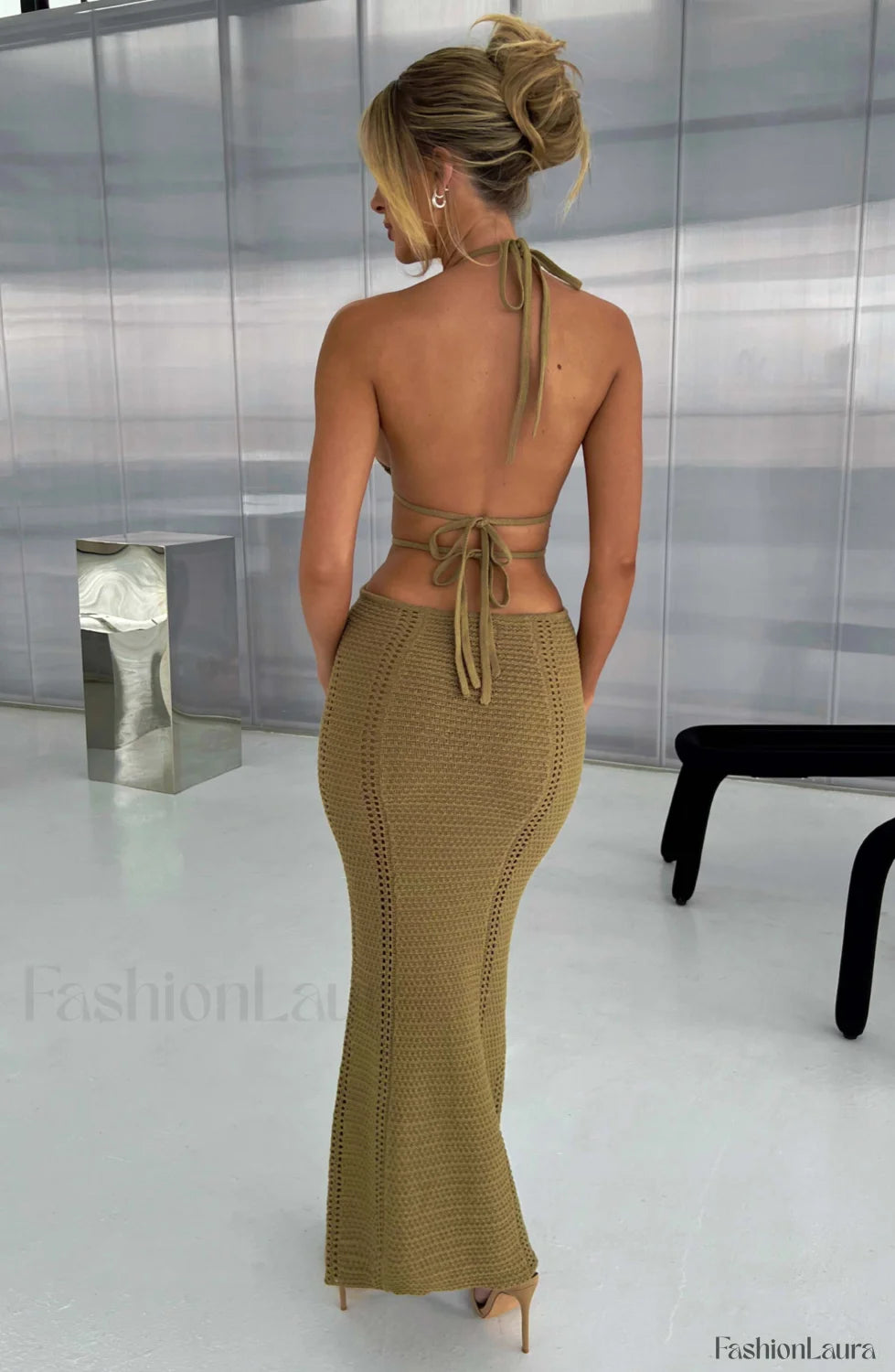 Arabella Maxi Graceful Dress Khaki Dress