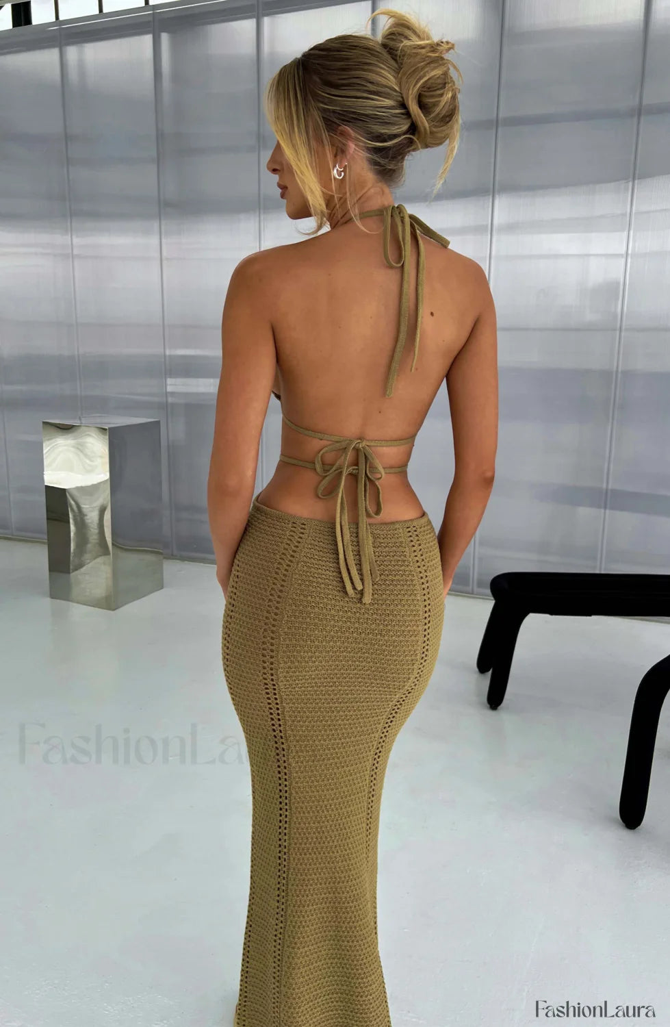 Arabella Maxi Graceful Dress Khaki Dress