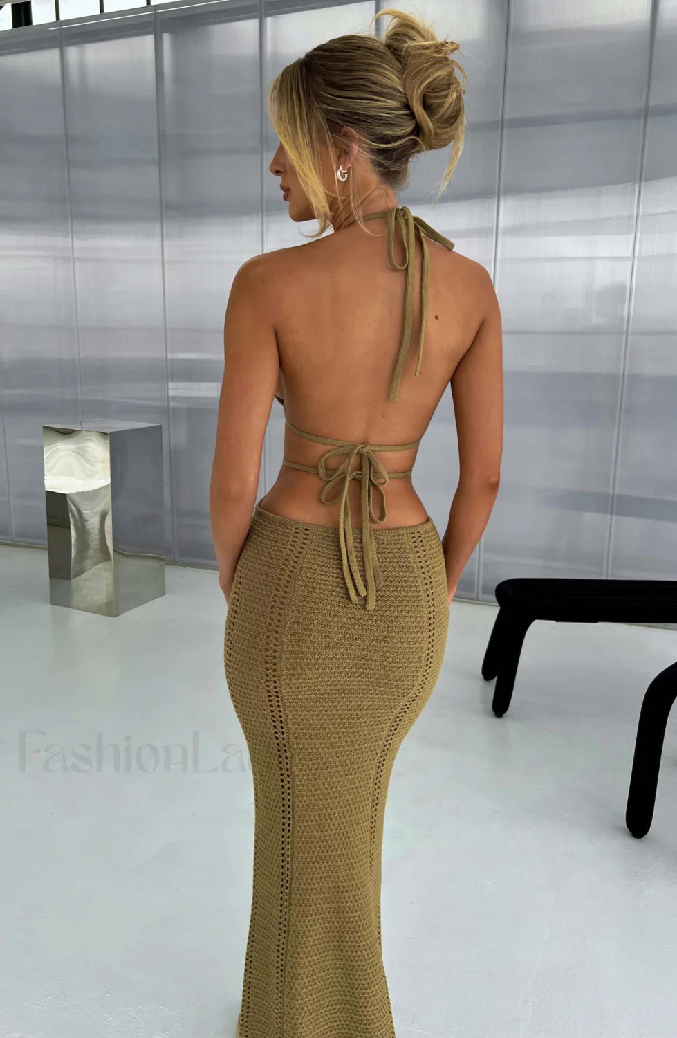 Arabella Maxi Graceful Dress Khaki Dress