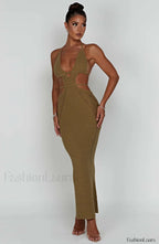 Arabella Maxi Graceful Dress Khaki Dress