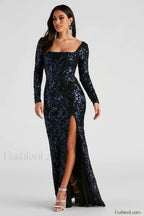 Arial Formal Stylish Sequin Lace Up Dress