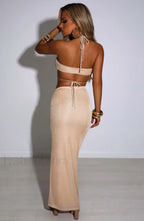 Ariela Maxi Skirt Trendy Gold Sparkle Skirt