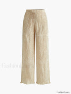 Asymmetric Halter Crop Top With Wide Leg Pants Set Pant Sets