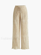 Asymmetric Halter Crop Top With Wide Leg Pants Set Pant Sets