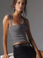 Asymmetric Neck Cut Out Tank Top Tank Tops & Camis