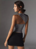 Asymmetric Neck Cut Out Tank Top Tank Tops & Camis