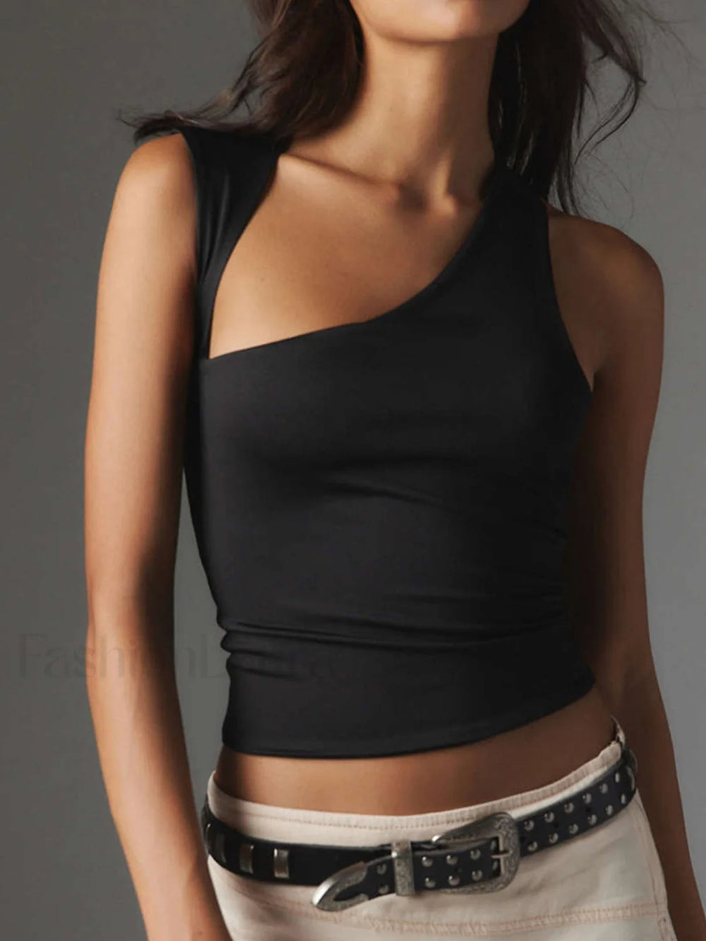 Asymmetric Neck Cut Out Tank Top Tank Tops & Camis