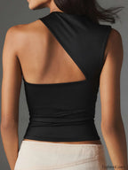 Asymmetric Neck Cut Out Tank Top Tank Tops & Camis