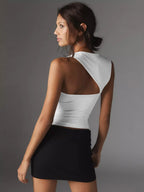 Asymmetric Neck Cut Out Tank Top Tank Tops & Camis