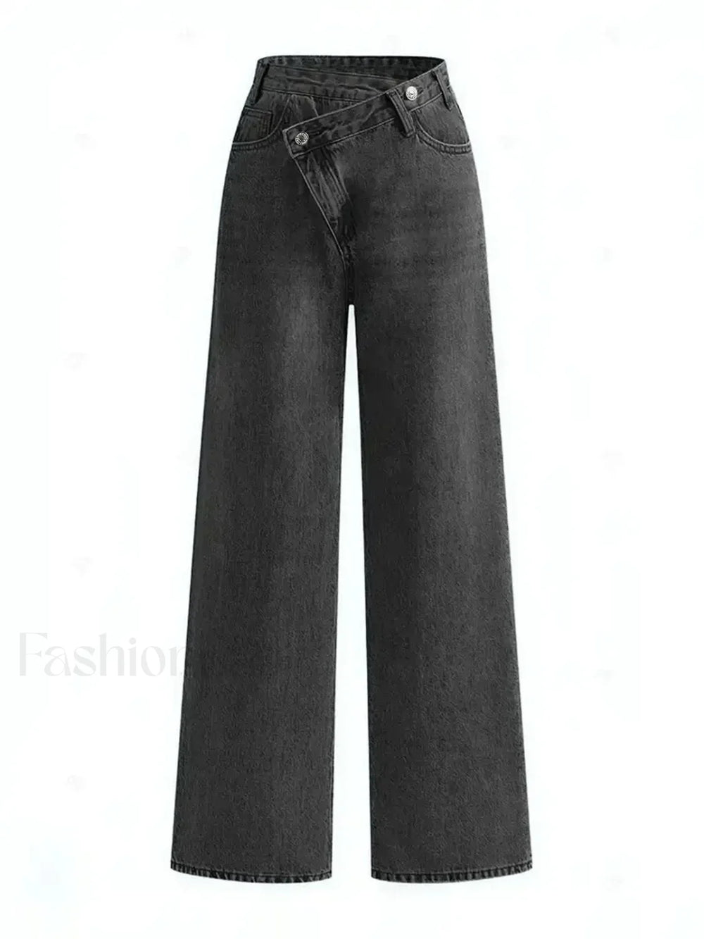 Asymmetric Waist Wide Leg Jeans Black / XS Pants