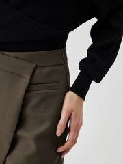 Asymmetric Wrap Graceful Zip Mini Skort Shorts