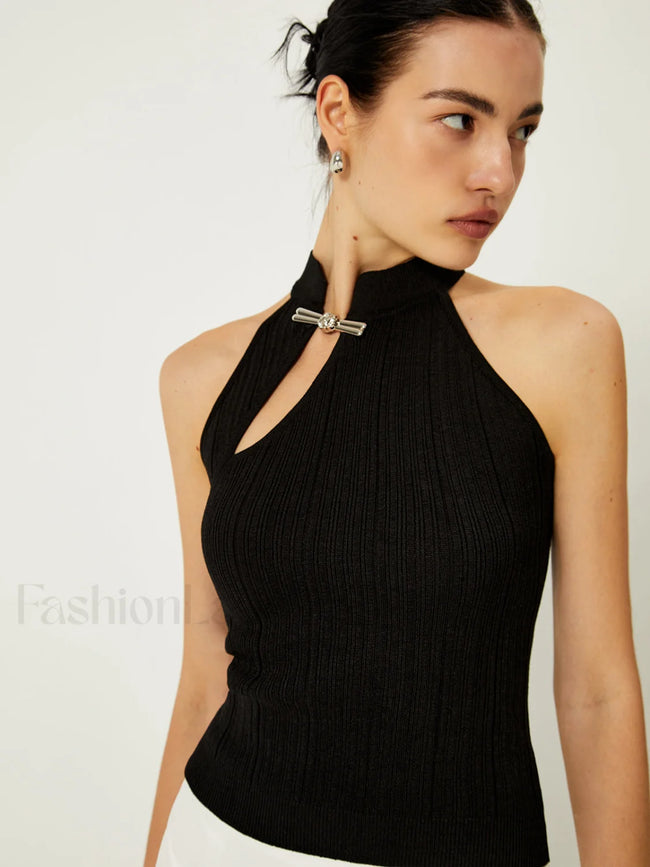 Asymmetrical Button Sweater Vest Black / XS Sweater Vests Main image