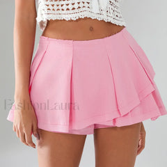 Asymmetrical Lined Shorts Skirt