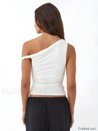 Asymmetrical Neck Basic Top T Shirts