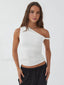 Asymmetrical Neck Basic Top White / XS T Shirts