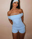 Asymmetrical Off Shoulder Shorts Two Piece Set Blue / S