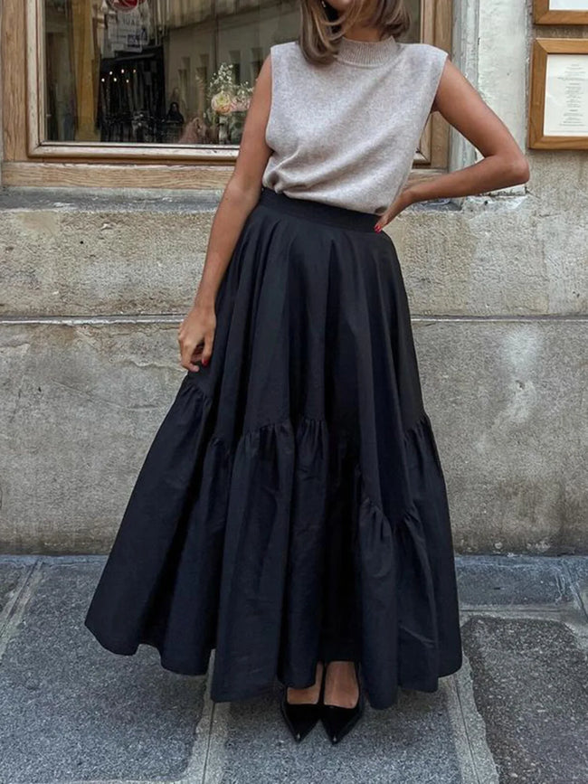 Asymmetrical Pleated Maxi Skirt Black / XS Skirts Main image