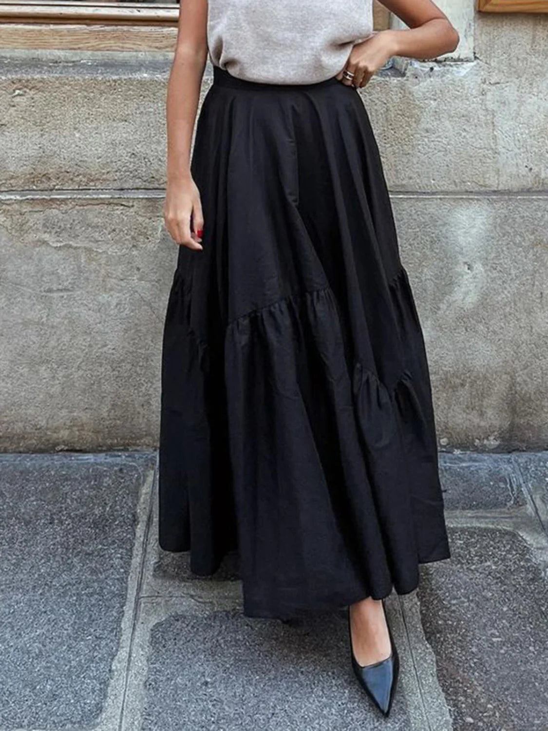 Asymmetrical Pleated Maxi Skirt Secondary image