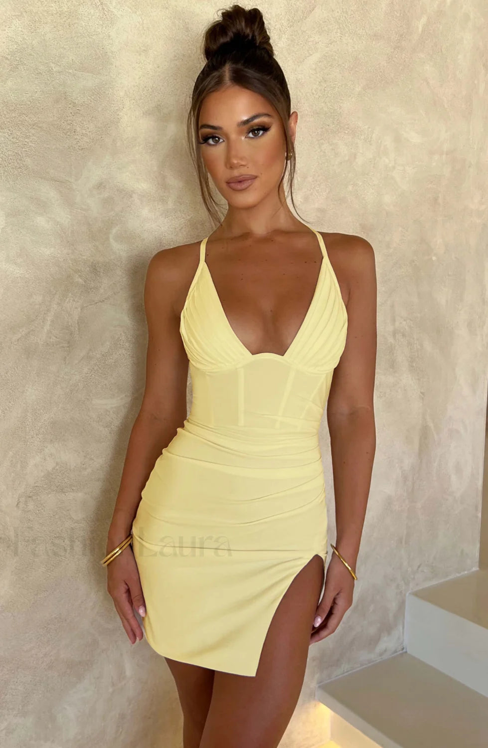 Aura Mini Graceful Dress Lemon Dress