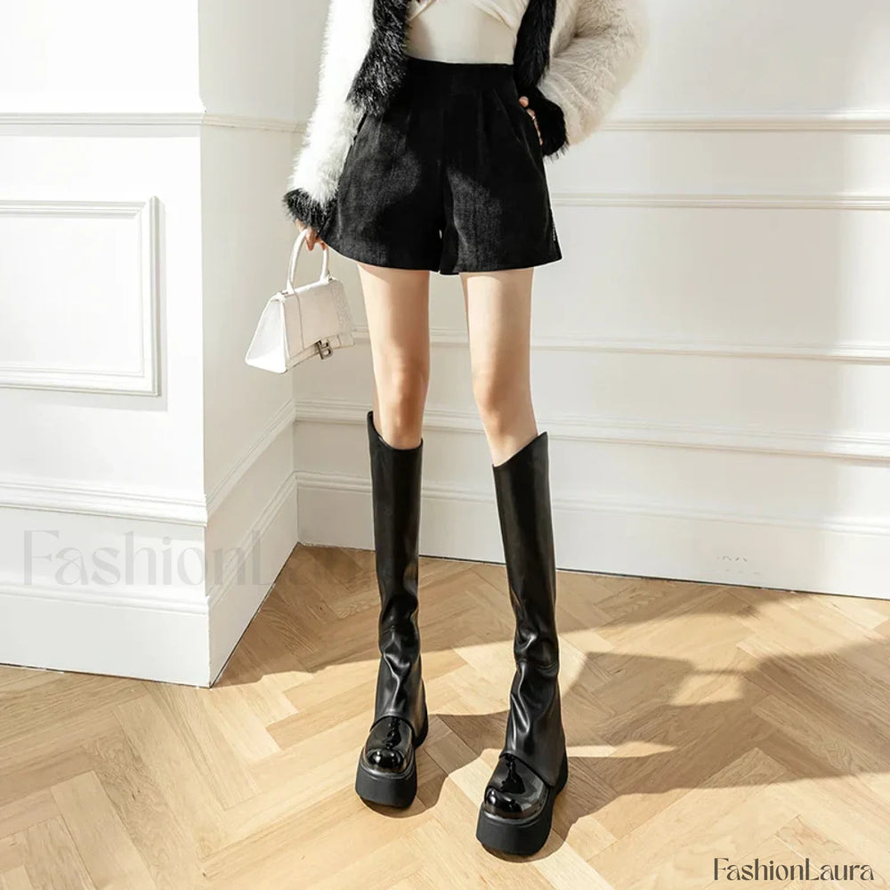 Autumn Winter A line Wool Blend Casual Shorts