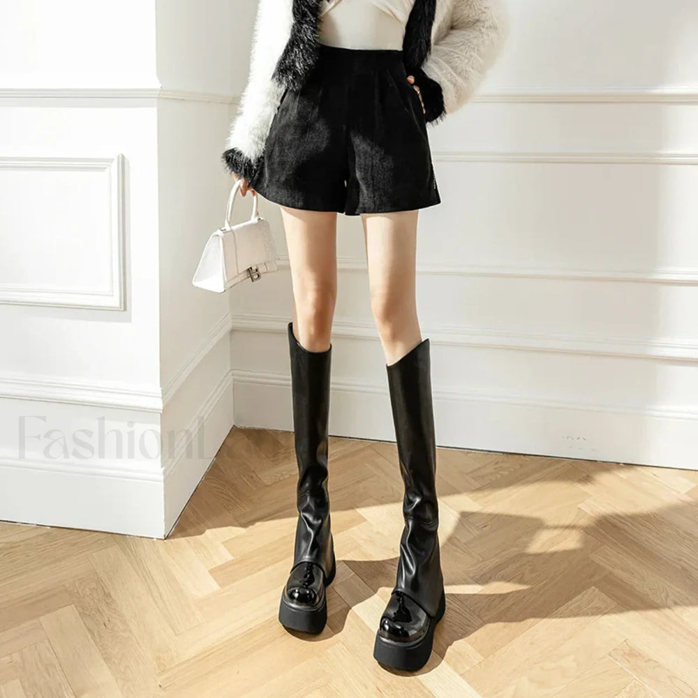 Autumn Winter A line Wool Blend Casual Shorts