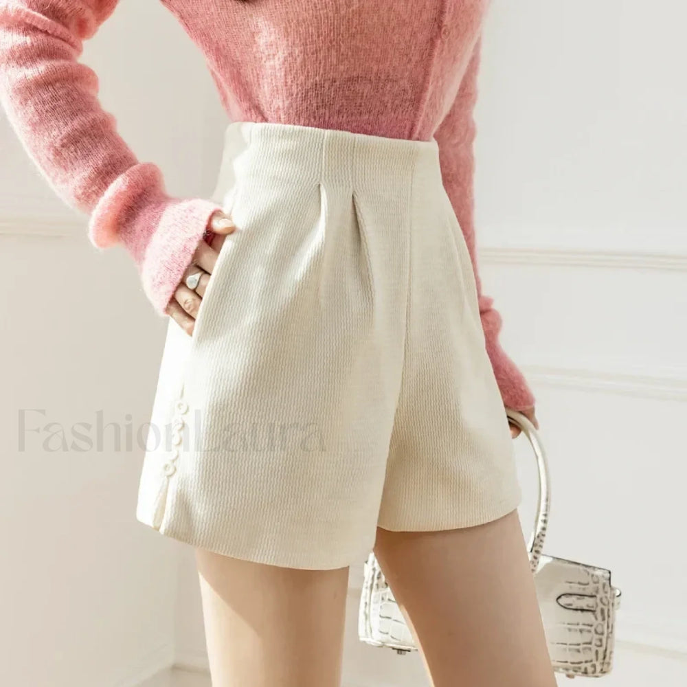 Autumn Winter A line Wool Blend Casual Shorts