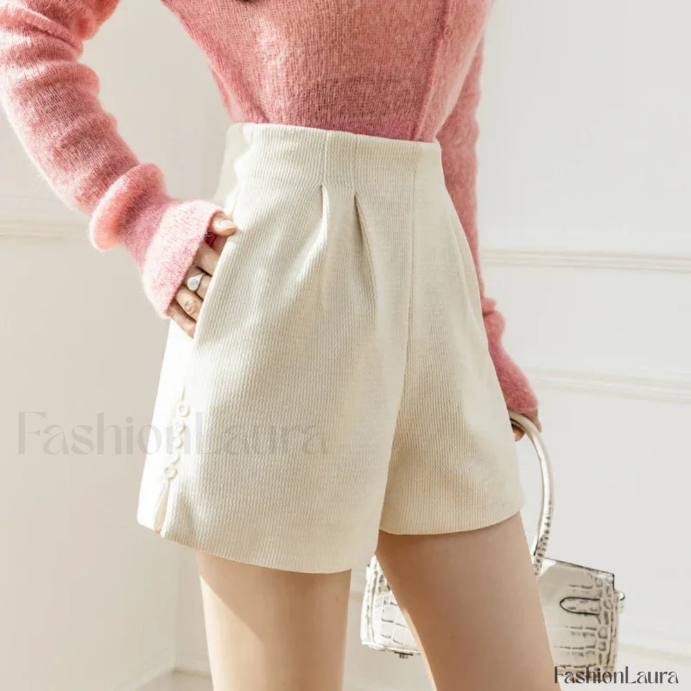 Autumn Winter A line Wool Blend Casual Shorts